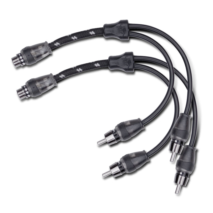 2x Rockford Fosgate Premium RCA Y-Adapter 1F To 2M Dual Twist Signal Cable