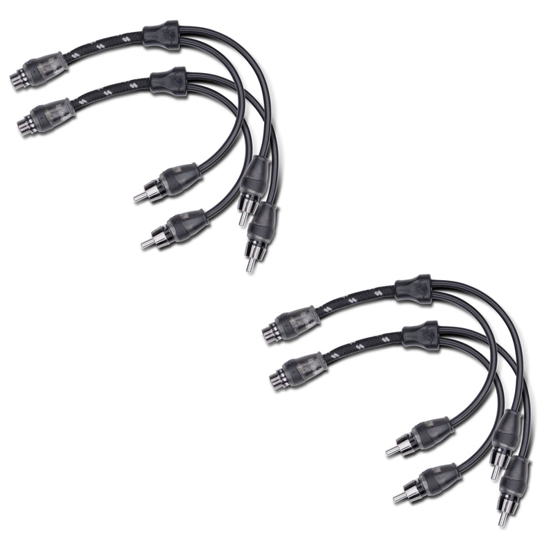 4x Rockford Fosgate Premium RCA Y-Adapter 1F To 2M Dual Twist Signal Cable