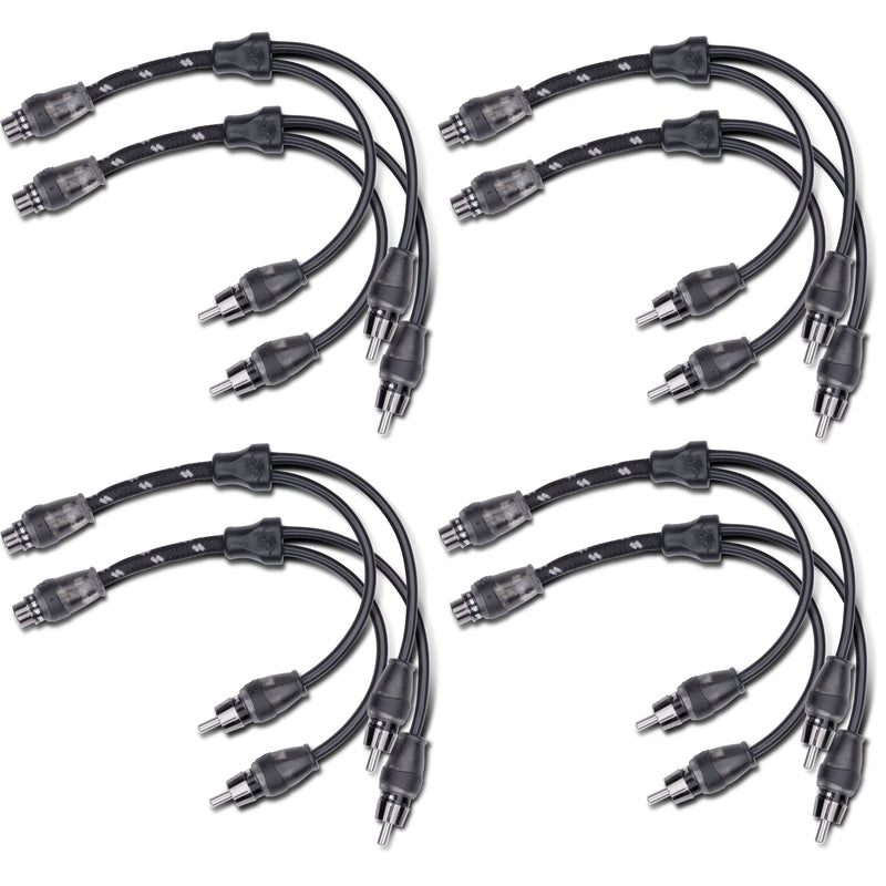 8x Rockford Fosgate Premium RCA Y-Adapter 1F To 2M Dual Twist Signal Cable