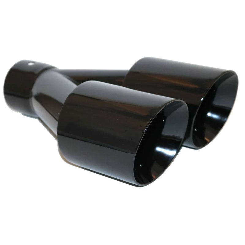 Mach-Speed Universal Car Exhaust Tip Slant Cut Double Wall Powder Gloss Black