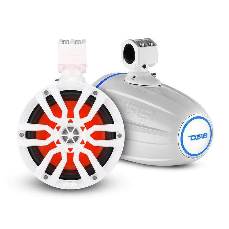 DS18 Hydro 8" 375 Watts 4 Ohm Marine Towers with Integrated RBG Lights White