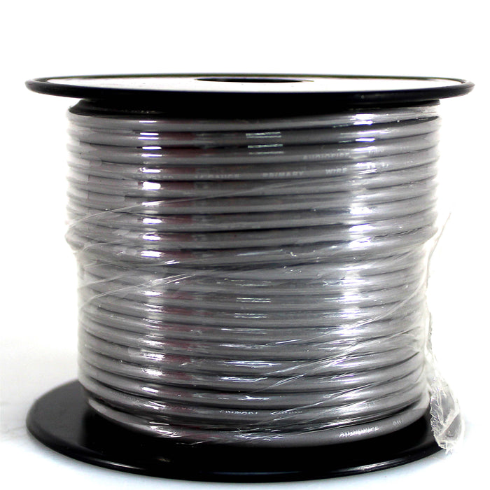 Audiopipe 14 ga 100 ft CCA Stranded Primary Ground Power Remote Wire Spool Gray