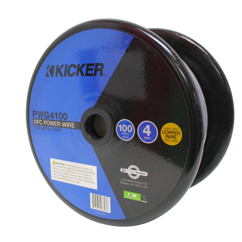 Kicker 4 AWG 100% OFC Gray Power/Ground Wire Lot Cut By The Foot