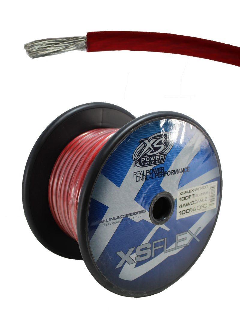 XS Power 4 AWG 100% OFC XS Flex Power/Ground Wire Red Lot Cut By The Foot