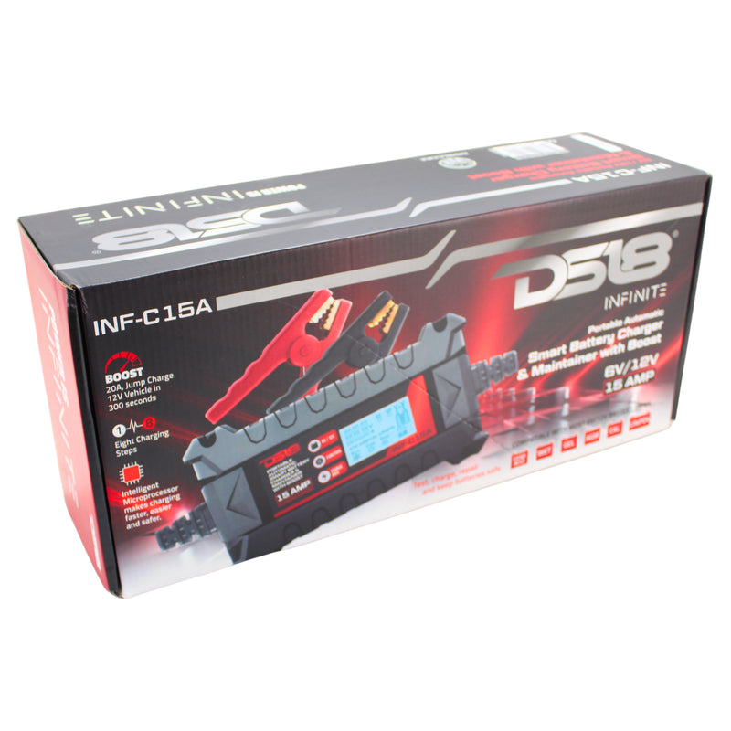 DS18 15 Amp Automatic Smart Lithium AGM Battery Charger and Maintainer INF-C15A