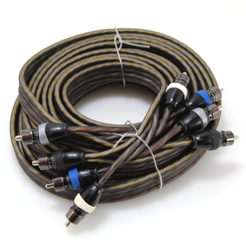 Sky High Car Audio Twisted 4-Channel Metal RCA Cable Wire 18 Feet