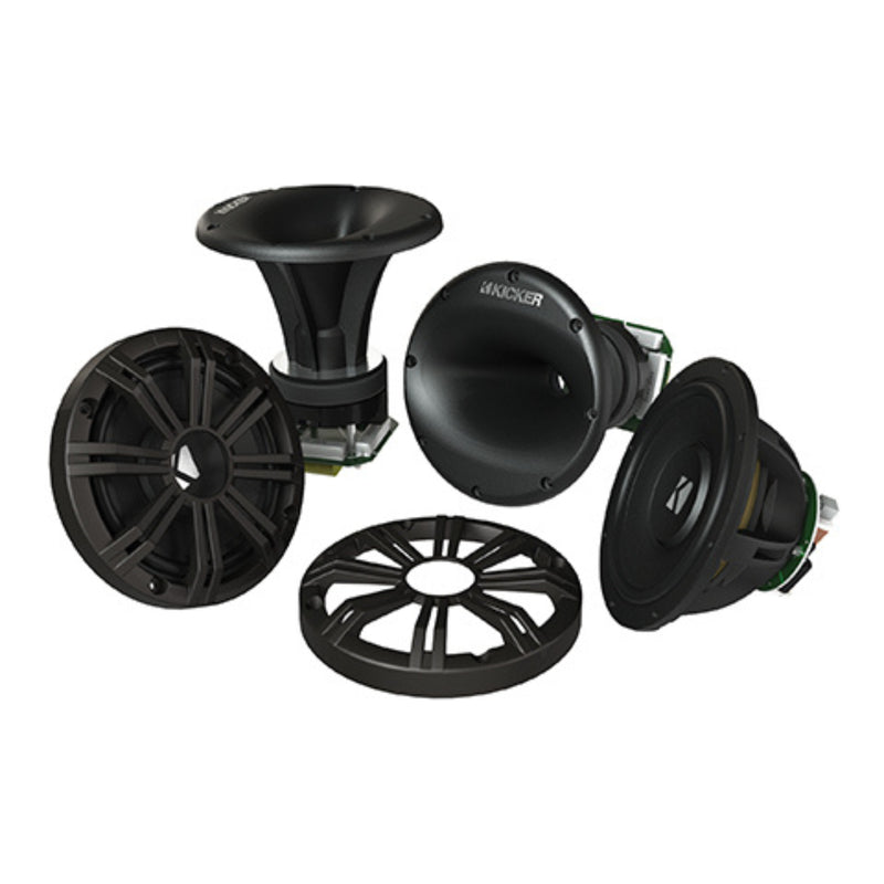Kicker 6.75" 400W 4Ohm Marine HLCD Component Speakers & Horn Tweeters 41KMS674C