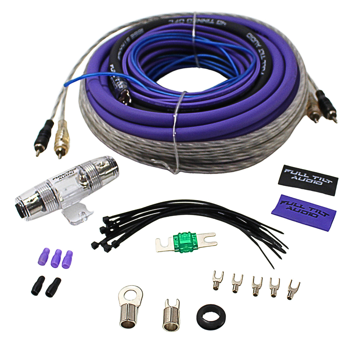 Full Tilt 4 Gauge AWG 100% OFC Purple/Black Amplifier/Amp Wire Kit ...