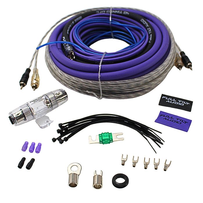Full Tilt 4 Gauge AWG 100% OFC Purple/Black Amplifier/Amp Wire Kit
