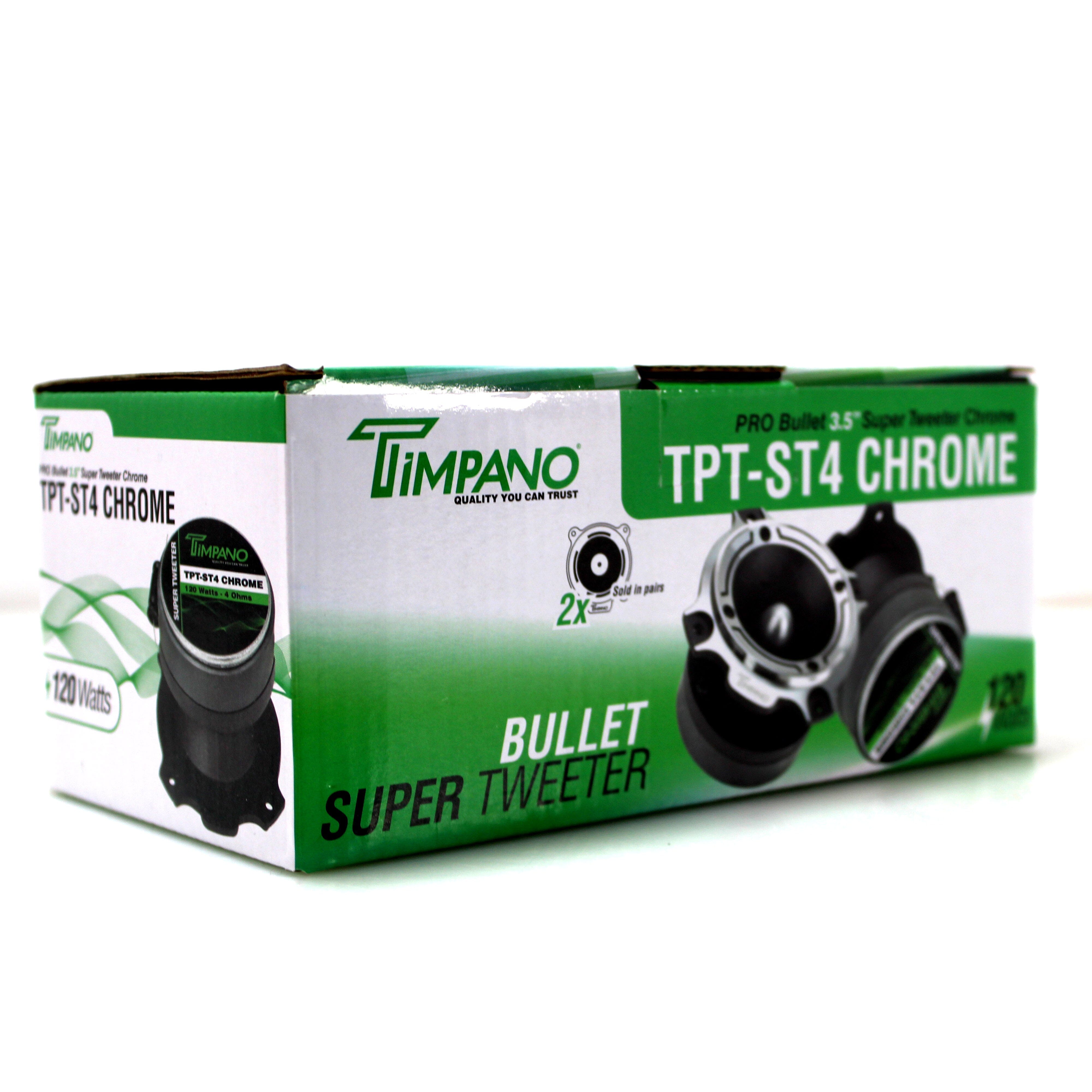 Timpano 3.5 Inch 240W 4 Ohm 1 Inch VC Chrome Bullet Super Tweeters