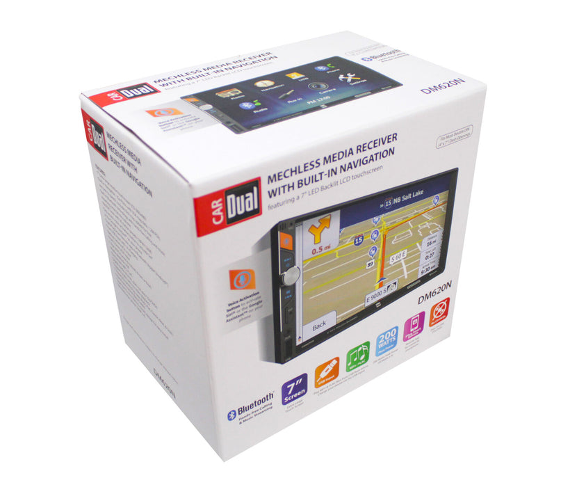 Dual DM620N 7" Touchscreen Bluetooth Mechless Receiver w/ Built-In Navigation