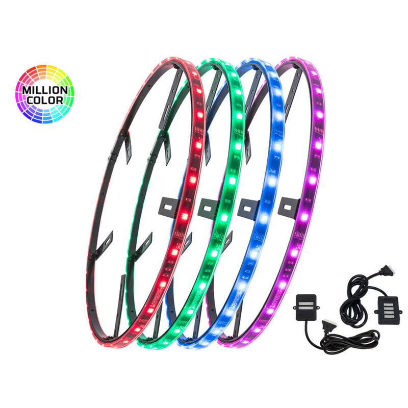 LEDGlow 4pc Million Color 17" Wheel Ring Lighting Add-On for Underbody Kits IP67