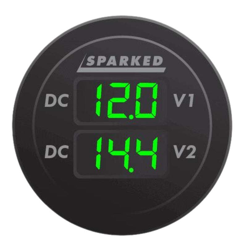 Sparked Innovations Dual LED Display Voltmeter for Main & Aux Battery Monitoring