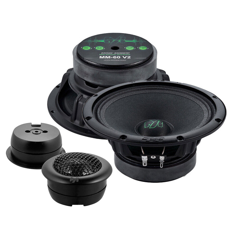 Pair of Deaf Bonce 6.5 Midrange Speakers 180W 4 Ohm w/ 1" Black Tweeters 100W