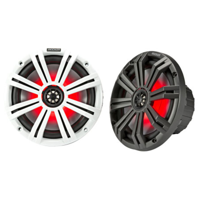 Kicker 8" RGB Coaxial Marine Speakers 300W Peak 4Ohm Black White Grilles 45KM84L
