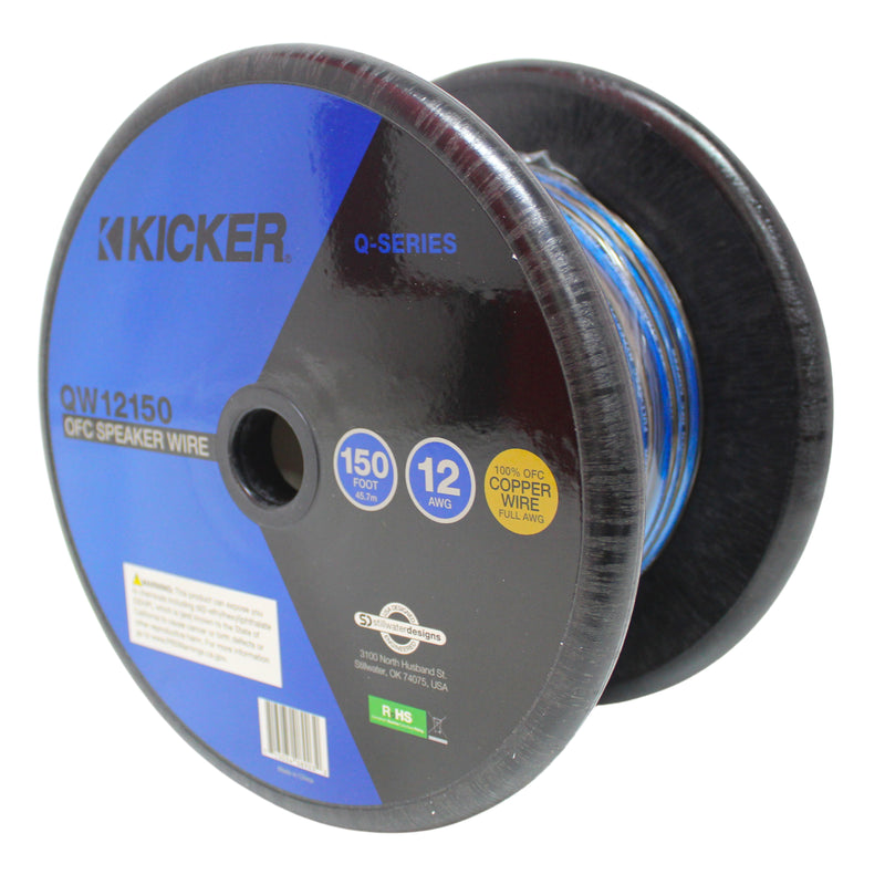Kicker 12 AWG Silver Tinned 100% OFC Blue/Gray Speaker Wire Lot Cut By The Foot