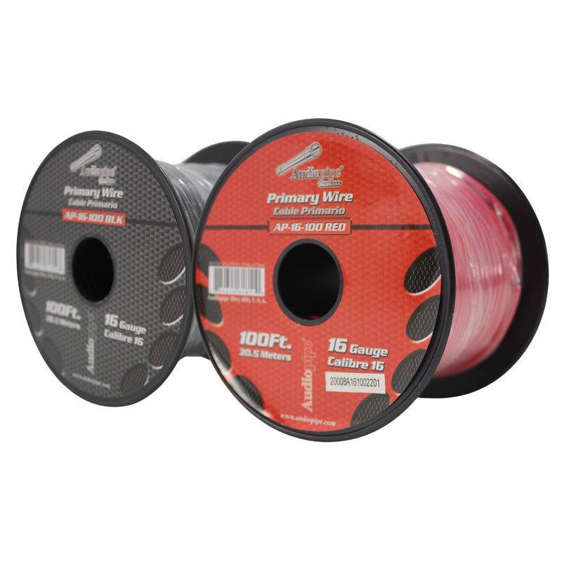 16 GA 100 FT Red Black Stranded Spools of CCA Primary Power Ground  Wire Cable