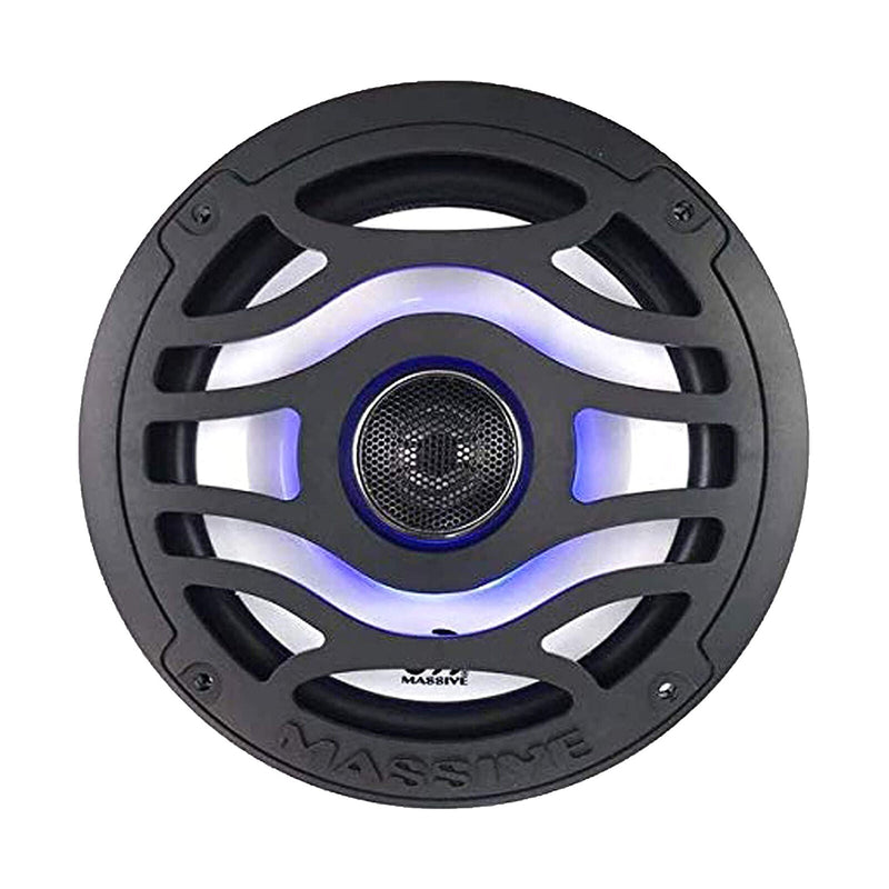 Pair of Massive Audio Trident T65XE 6.5" 320W 4 Ohm LED Coaxial Marine Speakers