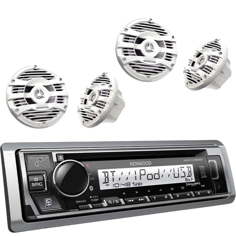 Kenwood 4 Channel 600W Bluetooth Amplifier W/ 2xPair (4) of 6.5"  Marine Speakers