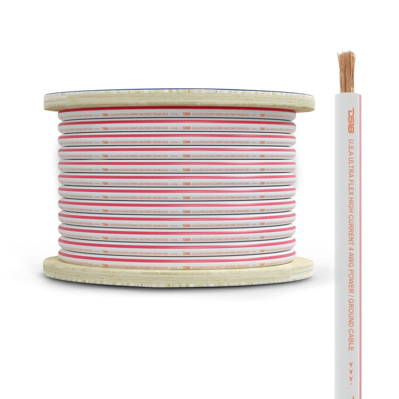 DS18 4 AWG 100% OFC Marine Power/Ground Wire White/Red Lot Cut By The Foot