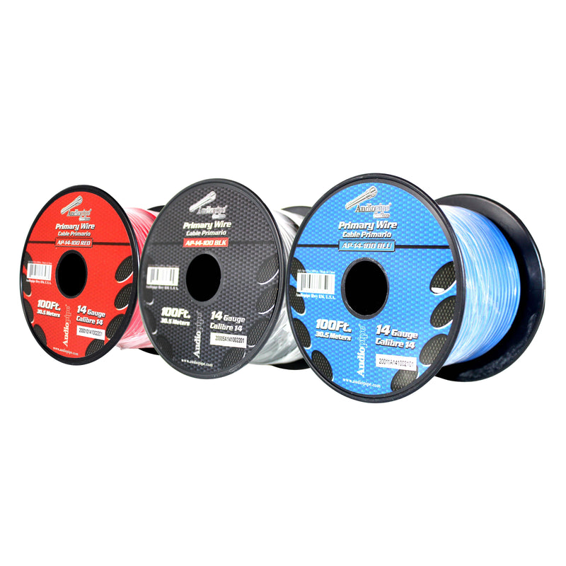 14 GA 100 FT Red Black Blue Stranded Spools of CCA Primary Power Ground  Wire Cable