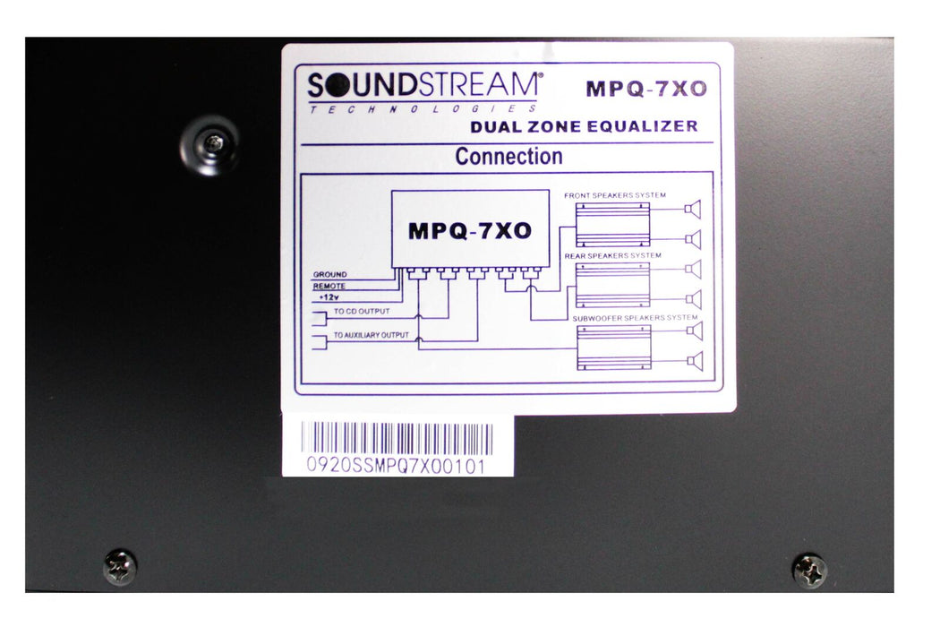 SoundStream MPQ-7XO 7 Band 8 Volt 1/2 DIN Dual Channel Parametric Equalizer