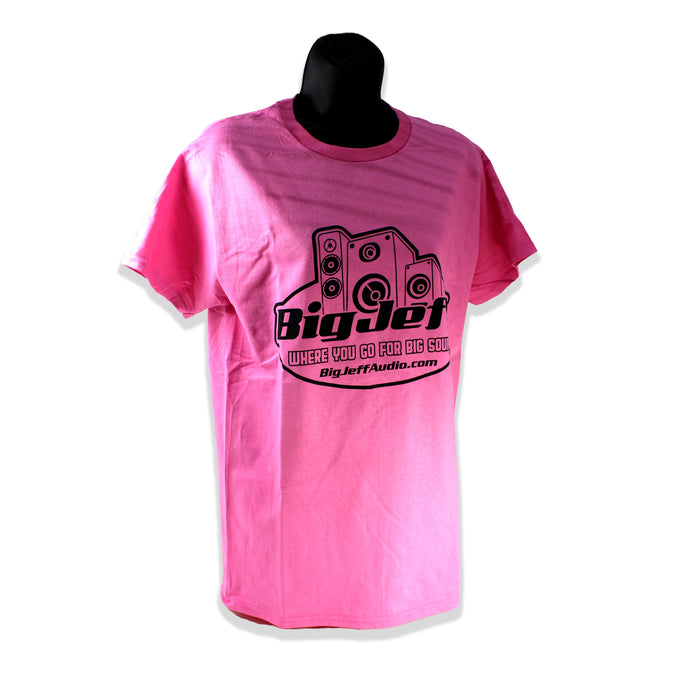 Official Big Jeff Audio 100% Cotton Pink T-Shirt with Big Jeff Audio Logo