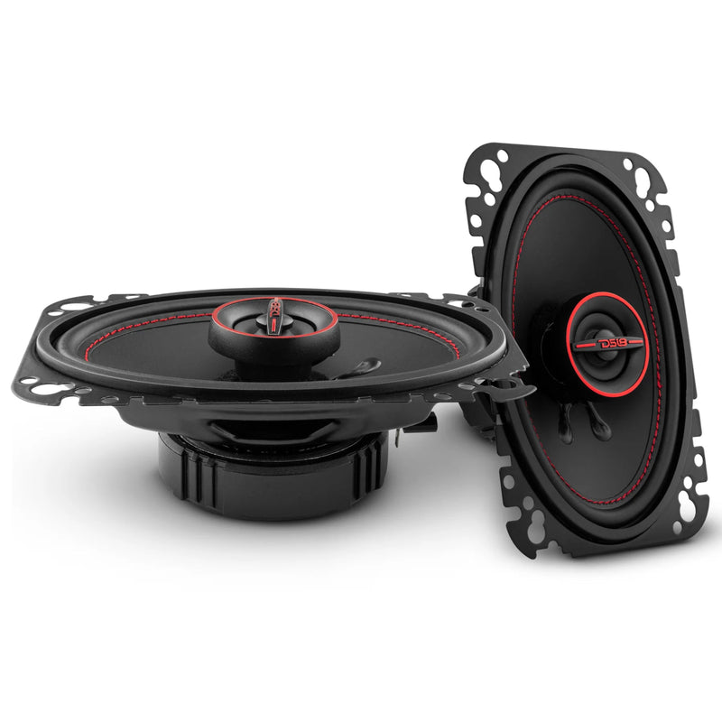 DS18 G4.6Xi Pair of 4 x 6" 4 Ohm 2-Way Coaxial Speakers 135W Peak Red / Black
