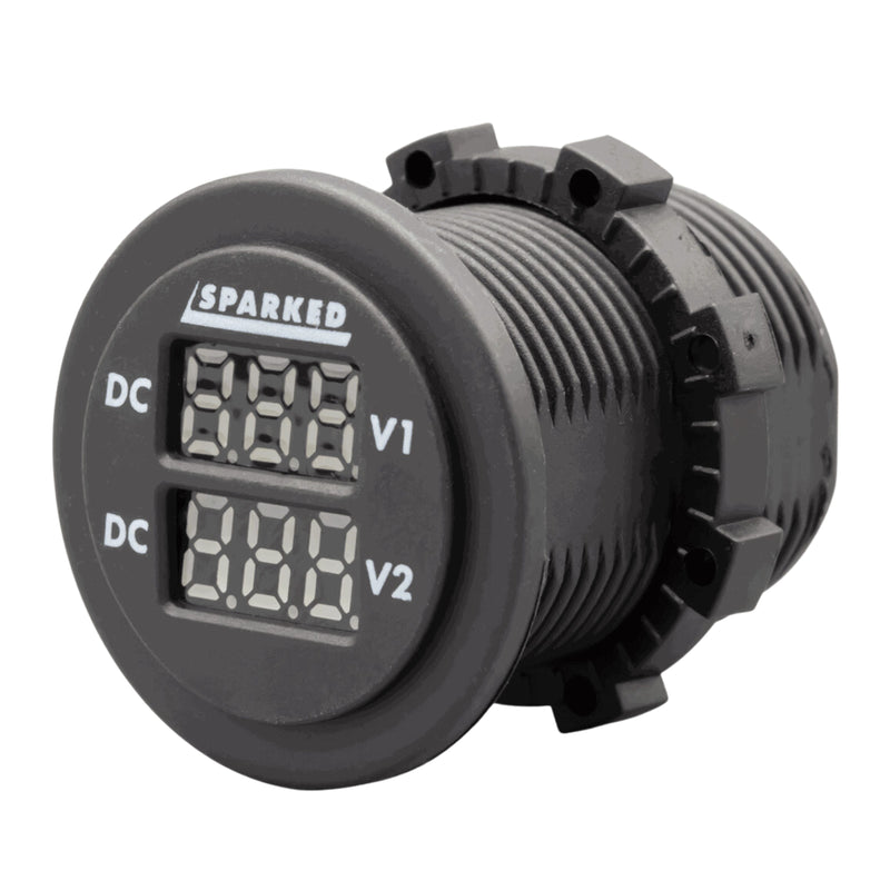 Sparked Innovations Dual LED Display Voltmeter for Main & Aux Battery Monitoring