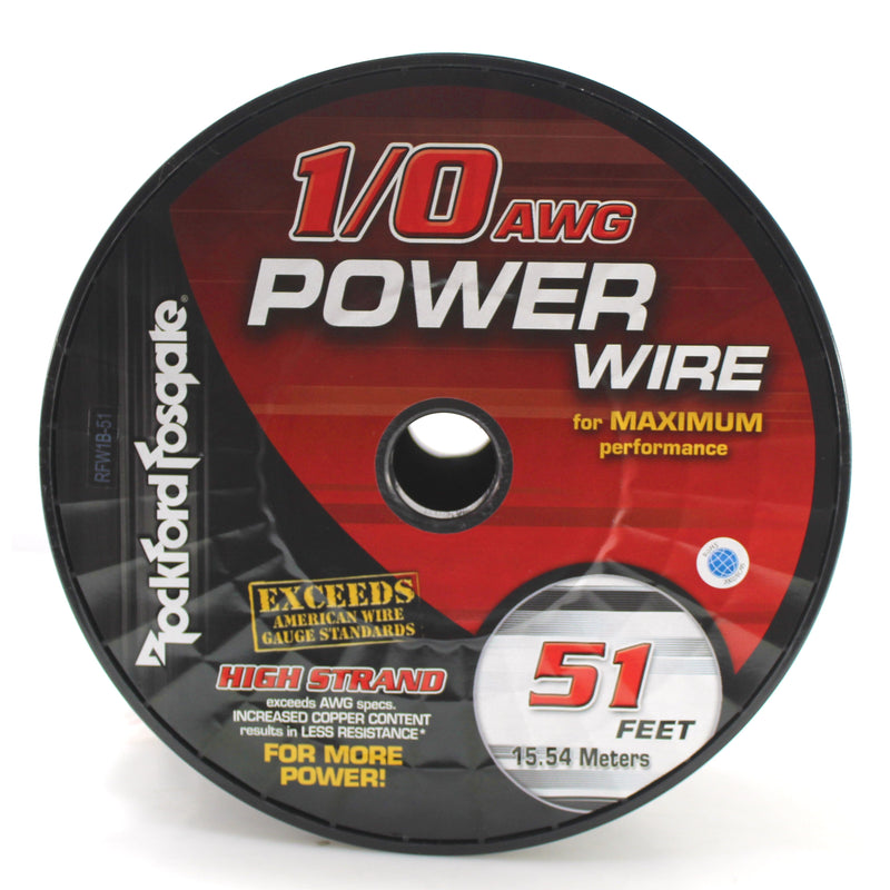 Rockford Fosgate 0 AWG 100% OFC Power/Ground Wire Black Lot Cut By The Foot