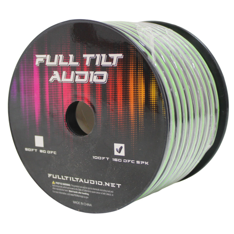 Full Tilt Audio 16 GA Tinned OFC Speaker Wire Lime Green Lot Cut By The Foot
