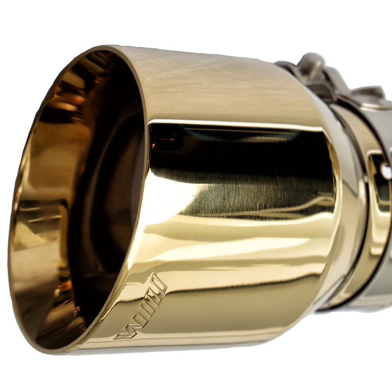 Mach-Speed Car Exhaust Tip Slant Cut Round Double Wall Miami Cuban Gold Bolt On