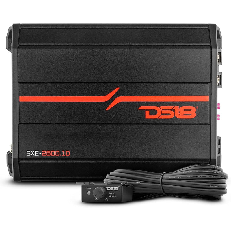 DS18 SXE-2500.1D/BK/RD CAR AUDIO 2500W MAX MONOBLOCK SUBWOOFER CLASS-D AMPLIFIER