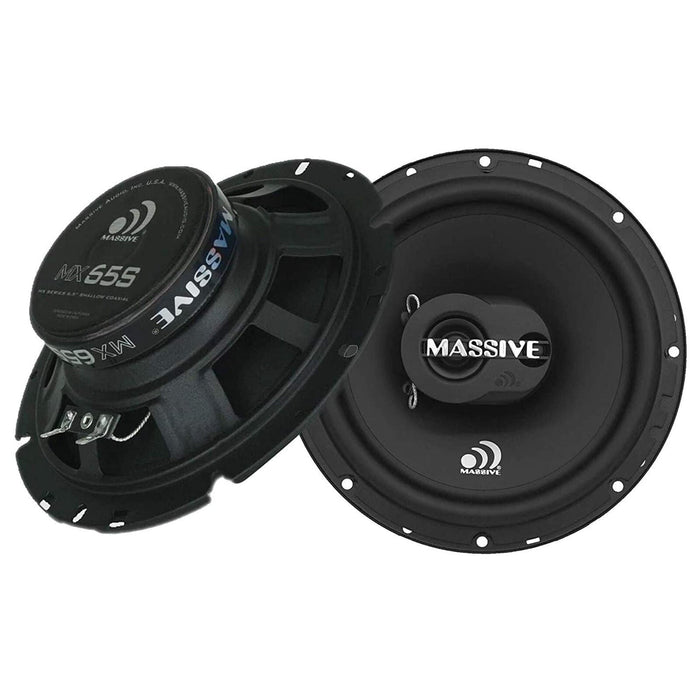 Massive Audio Pair of Shallow Mount 6.5" 200 Watt 4 Ohm Coaxial Speakers MX65S