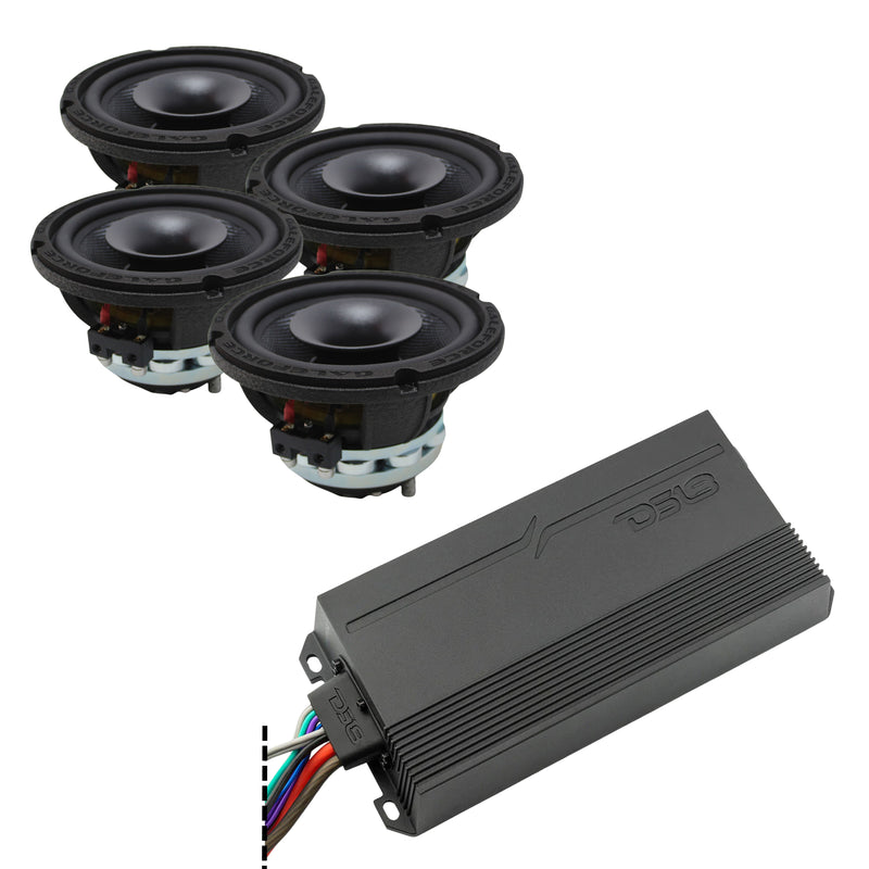 4x Galeforce 6.5" 400W Marine Speaker + DS18 4 Channel 1440W Marine Amplifier