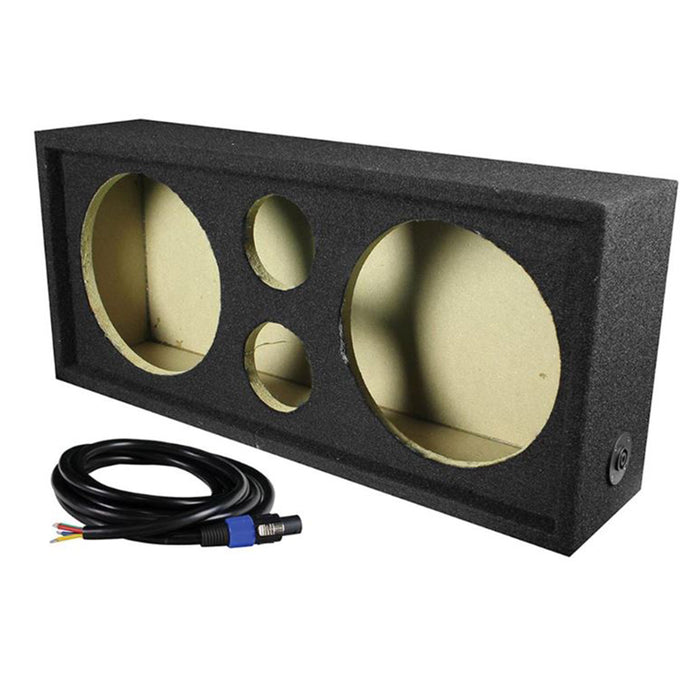 QPower 2 Hole 10" Sealed Subwoofer Box w/ 2 3.75" Tweeter Opening/ Speakon Cable
