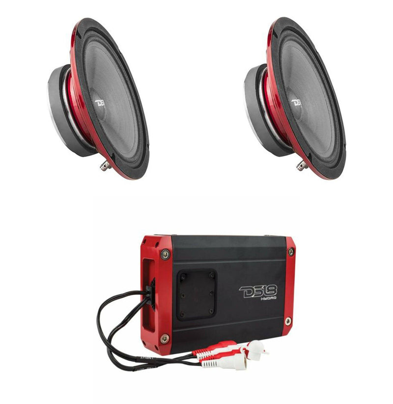 DS18 8" Speaker 500W 2ohm x 2ch Amp 600W Marine Combo Waterproof ATV