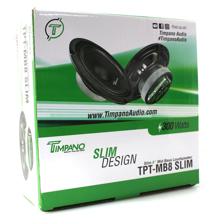 Timpano 8 Inch 400W 4 Ohm Slim Midrange Pro Car Audio Speaker TPT-MR8-4