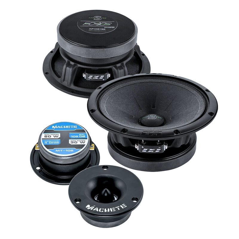 Pair of Deaf Bonce 6.5 Midrange Speakers 520W 4 Ohm w/ 1 Bullet Tweeters 240W
