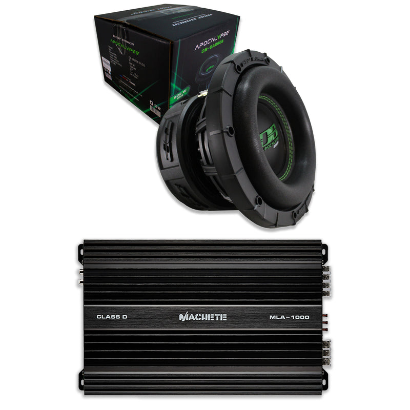 Deaf Bonce Car Audio 8" Dual 2 Ohm Subwoofer SA2508-D2 & Monoblock Amp Package