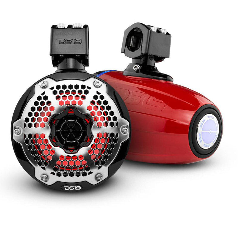 Pair of DS18 Hydro NXL-X10TPNEO/RD 10" 900W 4 Ohm RGB LED Marine Tower Speakers