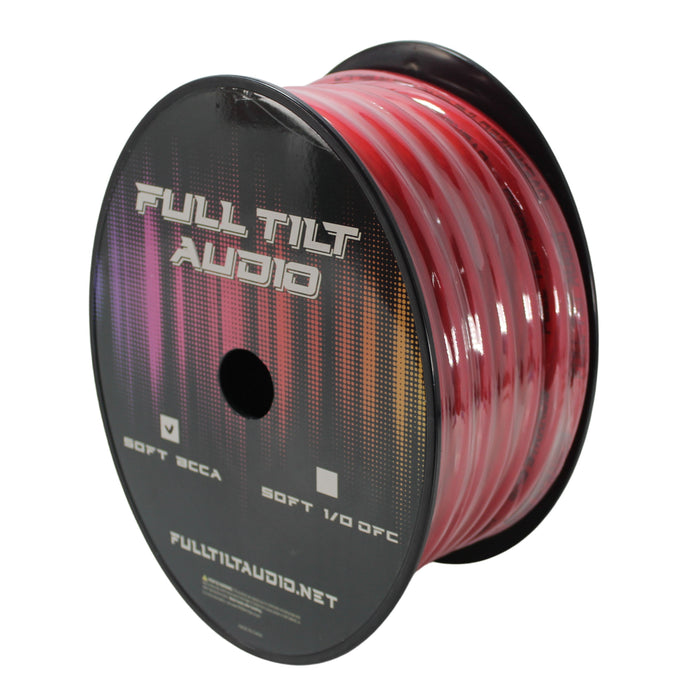 Full Tilt Audio 1/0 Gauge Copper Clad Aluminum Power/Ground Wire Red Lot