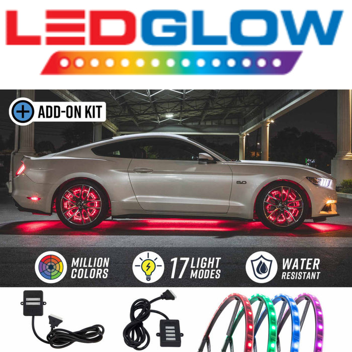 LEDGlow 4pc 14" LED Wheel Ring Add-On Lighting Kit For Wireless Underbody Kits