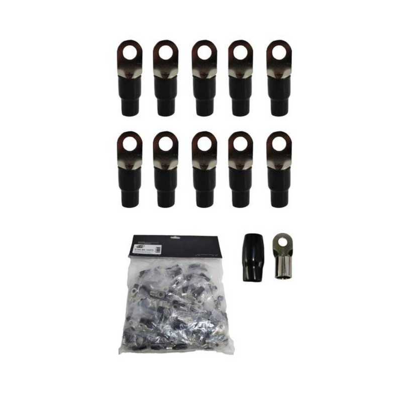 XS Power 10pk,  Black 4 AWG 8.5MM Ring Terminals Nickel Plated XS-RT4S-BK