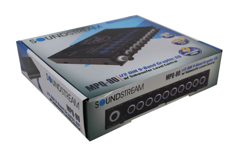 1/2 DIN 9 Band Equalizer w/ Sub Level Control 8V Pro Car Audio MPQ-90