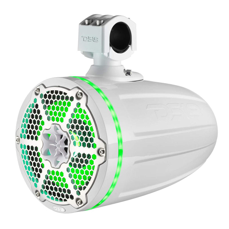 Pair of DS18 Hydro NXL-X8TPNEO/WH 8" 1100W 4 Ohm RGB LED Marine Tower Speaker