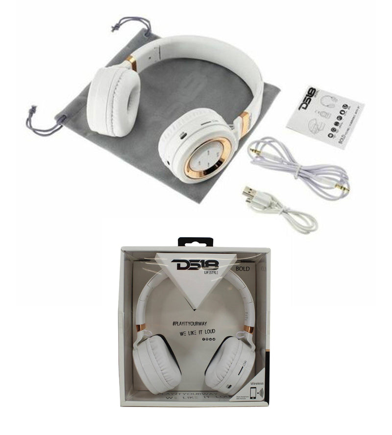 DS18 Over Ear Wireless Noise Canceling Bluetooth Headphones White Microphone - Big Jeff Online Inc