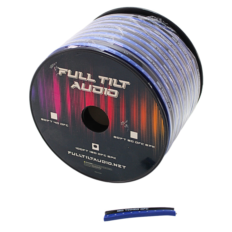 Full Tilt Audio 12GA Blue/Black 100' OFC Speaker Wire Lot Cut By The Foot