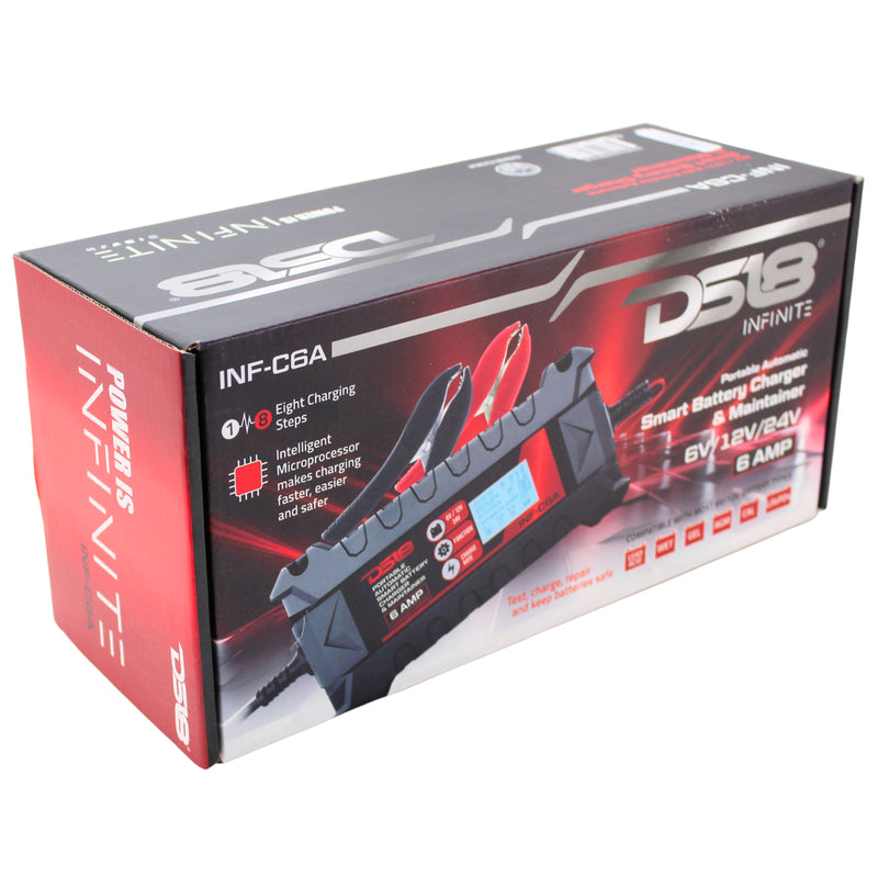DS18 6 Amp Automatic Smart Lithium AGM Battery Charger and Maintainer INF-C6A