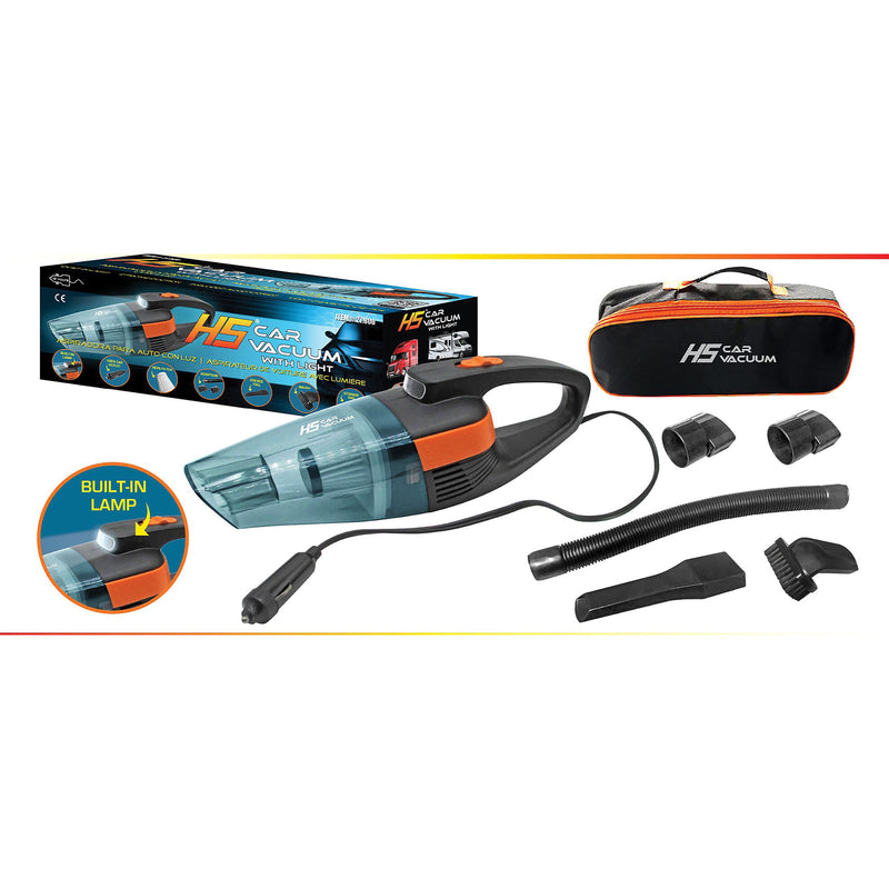 Portable Car Auto Vacuum Handheld 12V with LED Light & Travel Bag